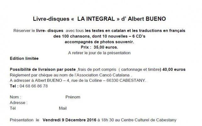 Albert BUENO publie et prsente un nouveau livre-disque ..."La Integral"