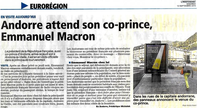 Aprs avoir reu les AAA comme des princes, l'archevque de la Seu d'Urgell reoit aujourd'hui le co-prince d'Andorre !