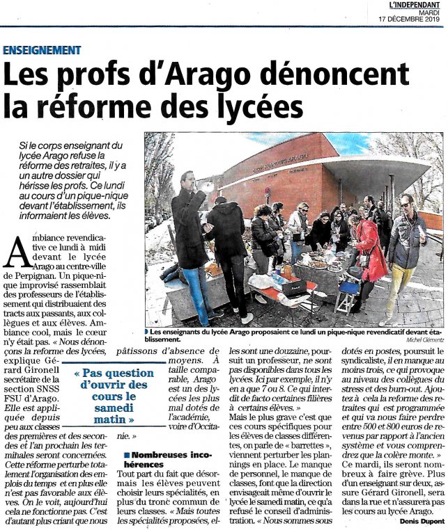 les professeurs d'Arago manifestent contre la rforme du Bac