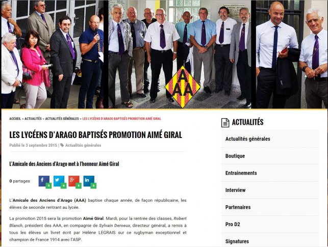 Arago à l'honneur sur le site de l'USAP!