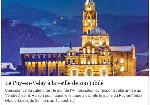 Nous serons au Puy pendant le Jubilé ... Qu'est-ce que c'est ?