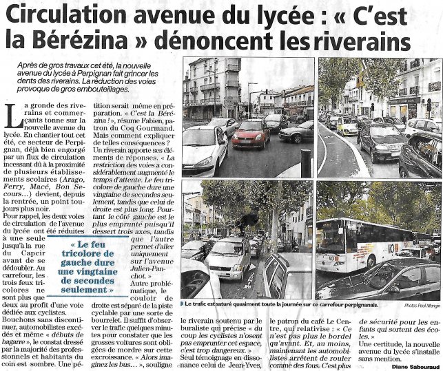 L'Avenue du Lycée reste un problème majeur à Perpignan !