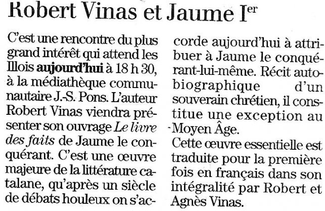 Robert et Agnès VINAS à Ill sur Têt en avant-première ce soir !