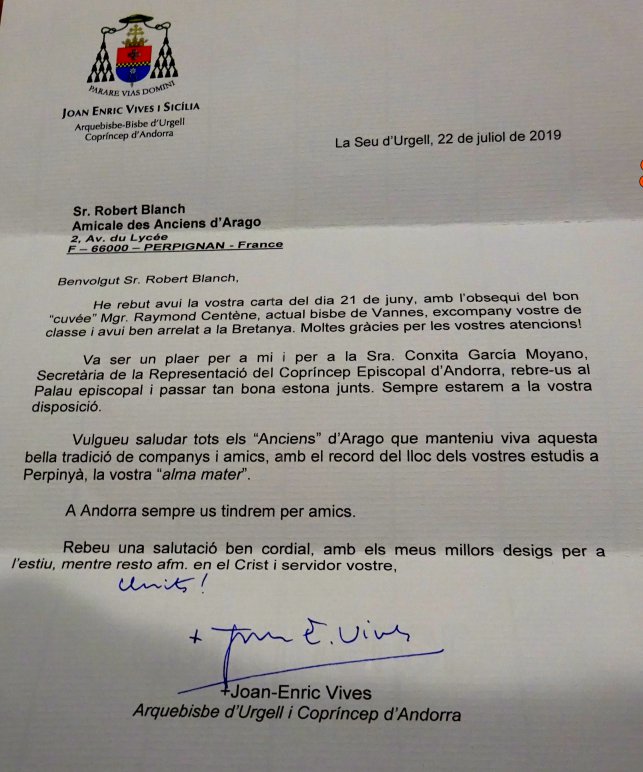 Les rapports des AAA avec le Co-Prince d'Andorre.