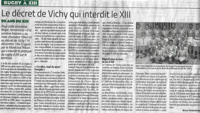 Le Rugby  XIII et ... Arago !