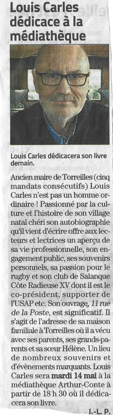 Louis CARLES signe son livre dans tous les coins du dpartement le 14 mai 2024 !