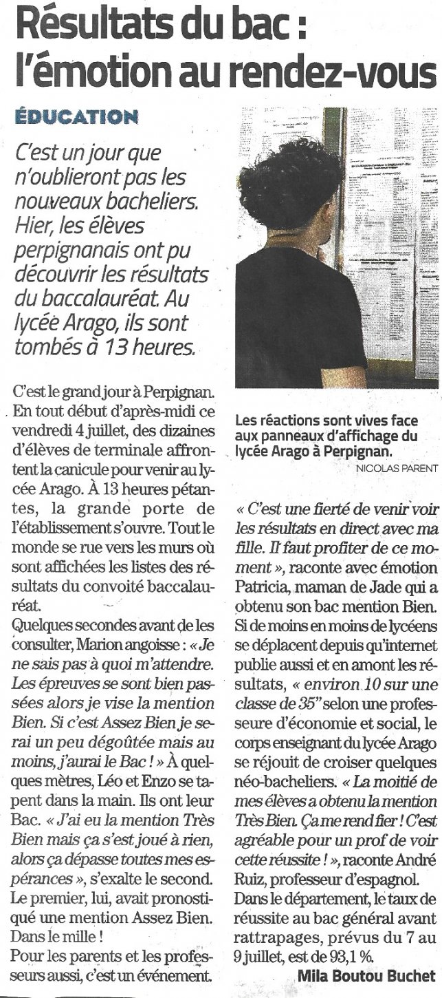 L'apothose d'une scolarit de lycen ? Les rsultats du bac ....