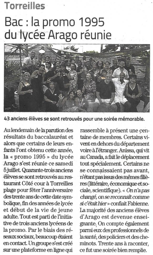 A Torreilles, 30 ans aprs, des anciens d'Arago se retrouvent ....
