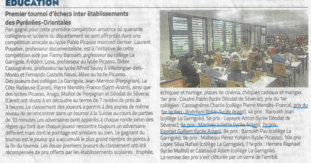 Tournoi d�partemental d'�checs