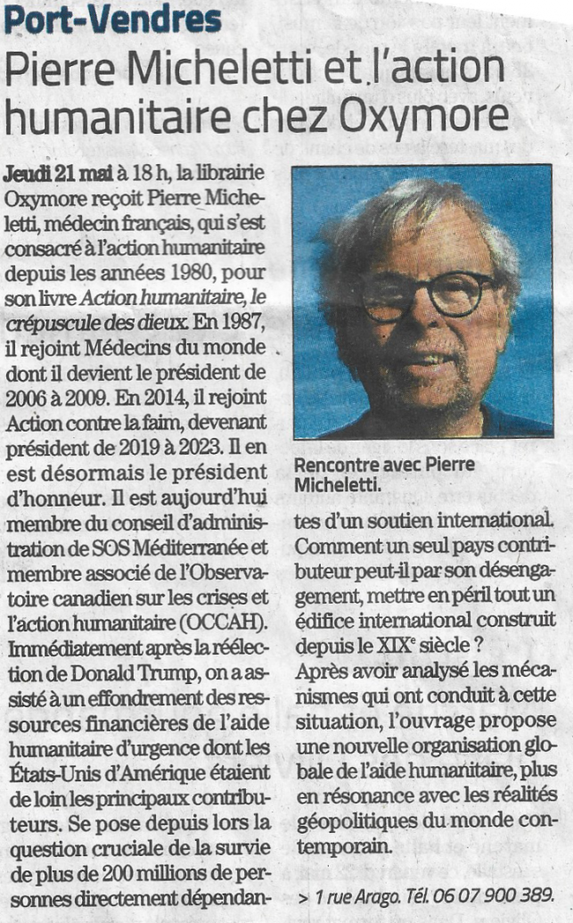 Pierre Micheletti, AAA, chez Oxymore � Port-Vendres