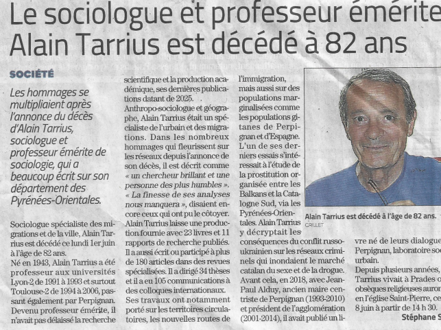 D�c�s d'un Grand Ancien d'Arago, Alain TARRIUS