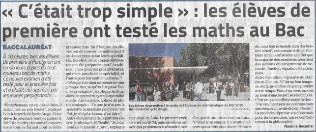 Maths au bac en premi�re ....