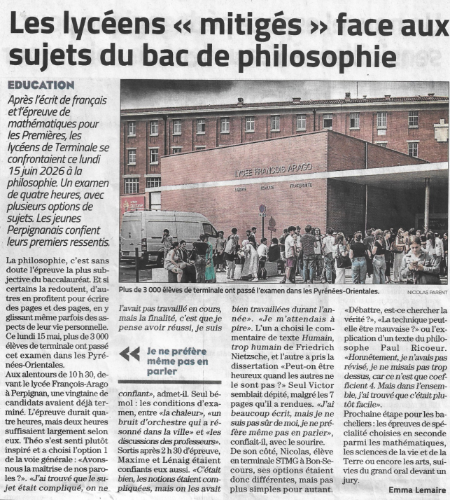Le ressenti des terminales d'Arago apr�s leur �preuve de Philo ...