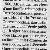 Yves ESCAPE, ancien d'Arago, raconte Albert CAMUS le 12 novembre à St André..