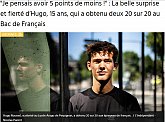 Deux fois 20/20, à l'écrit et à l'oral du Bac de français ! BRAVO !!!