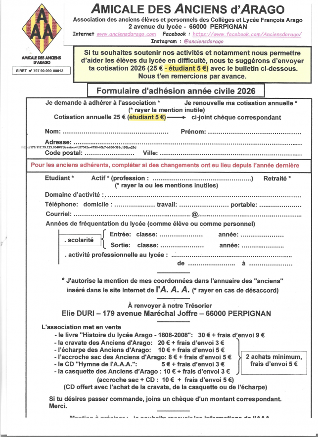 L'Amicale des Anciens d'Arago - Perpignan