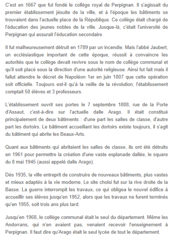 Histoire du Lycée Arago