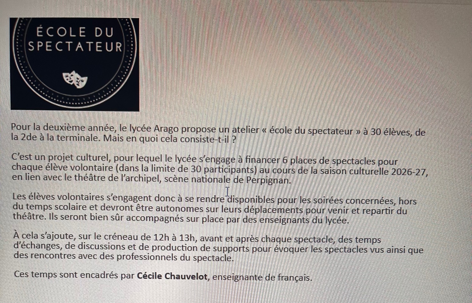 Atelier « École du spectateur ».