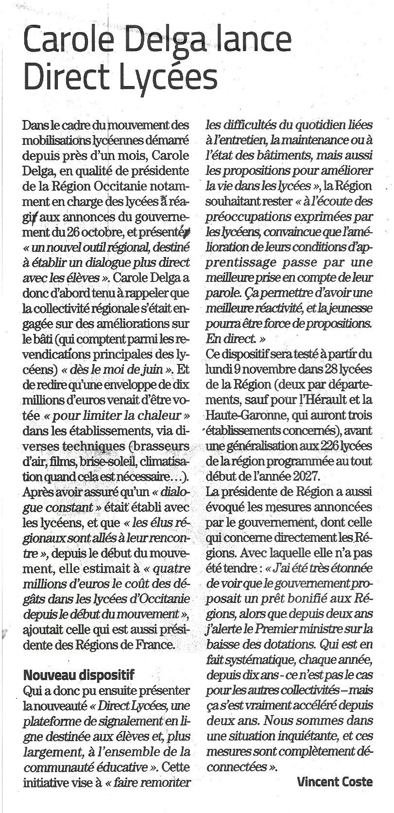 Carole DELGA se met à l&rsquo;écoute des Lycéens